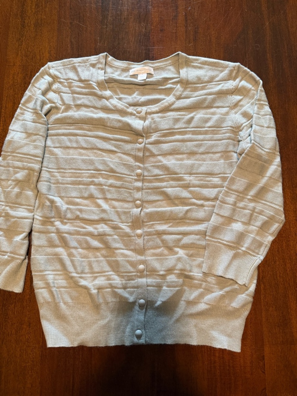 New York & Company Light Beige Striped Knit Top